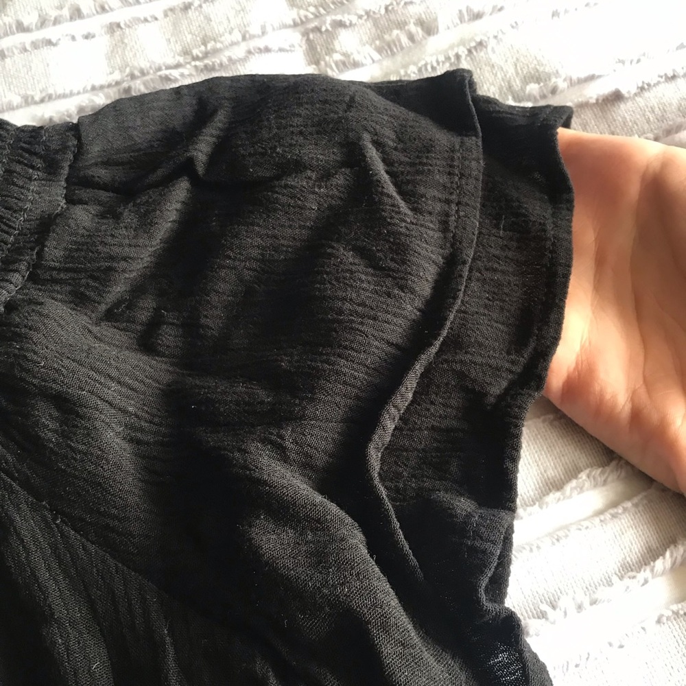 Black Ruffle Off The Shoulder Top - Picture 2 of 6